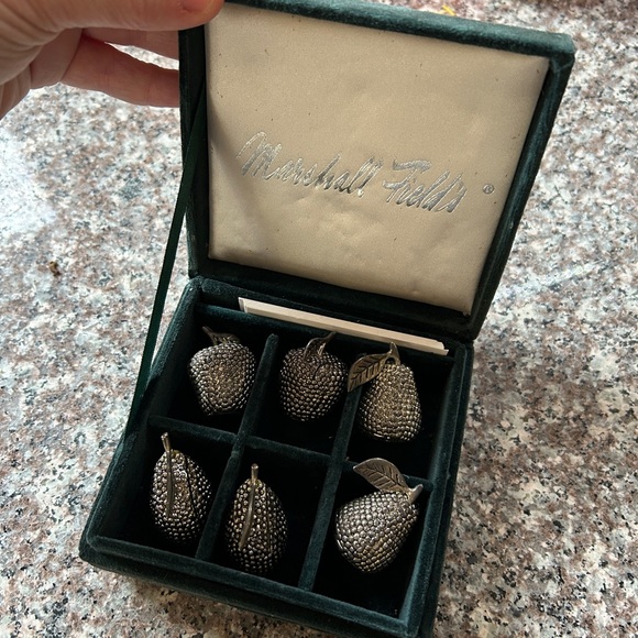 Marshall Field’s Silver Fruit Dining Serving Labels Name Plates - Picture 2 of 11